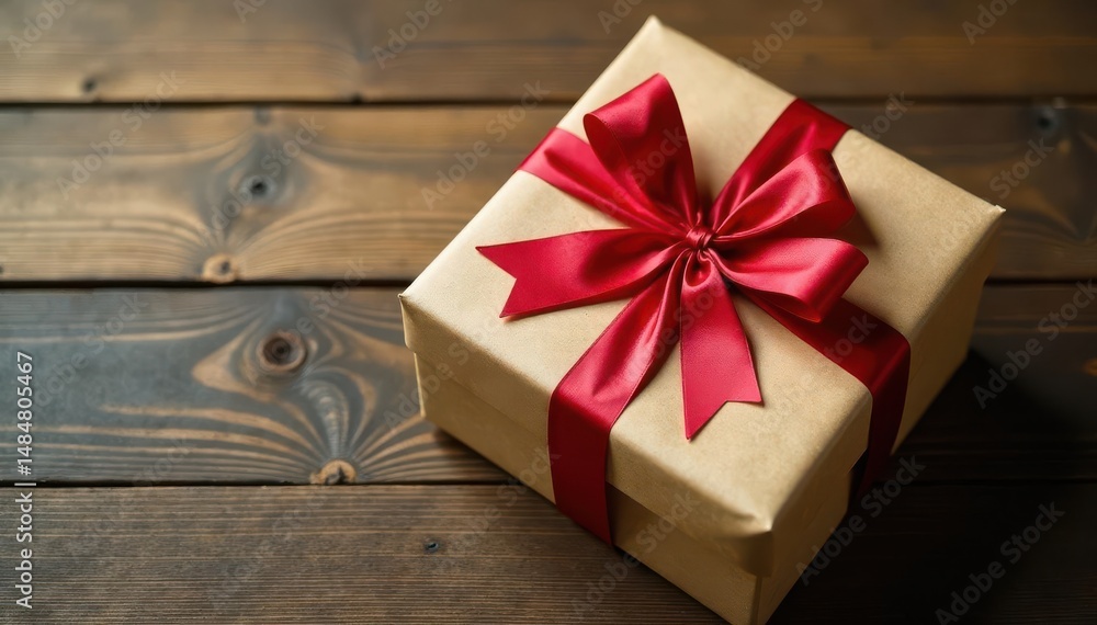 Oversized present in kraft wrapping on wooden surface , texture, wooden-surface Oversized present in kraft wrapping on wooden surface , texture, wooden-surface