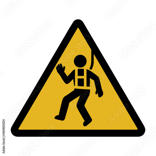 Fall protection safety harness warning sign hazard caution construction work site safety equipment 
