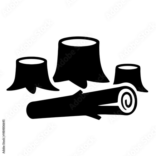 Tree stumps and log vector illustration forestry logging lumberjack woodcutter forest trees nature design icon art