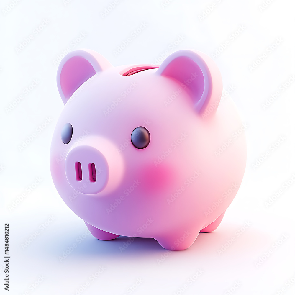 Pink Piggy Bank - Saving Money Concept Pink Piggy Bank - Saving Money Concept