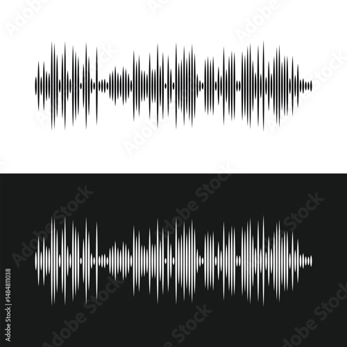 Sound wave set. Sound waves, Equalizer, Audio waves, Radio signal, Music. Recording. Vector illustration in eps 10.