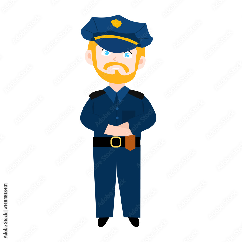 police character element design. Police officer characters in uniform with professional equipments, badge, handcuffs and walkie-talkie, truncheon police character element design. Police officer characters in uniform with professional equipments, badge, handcuffs and walkie-talkie, truncheon