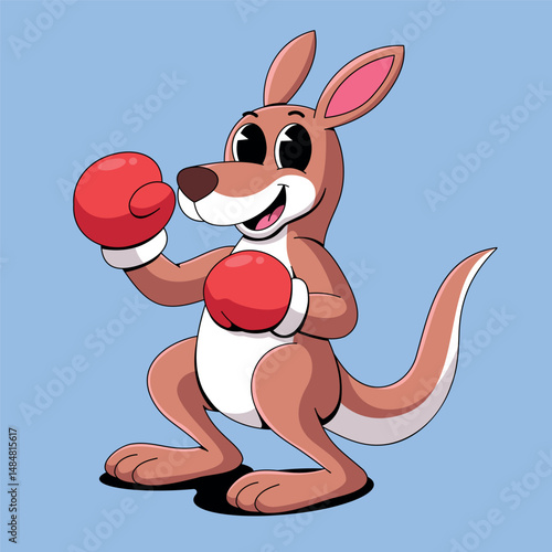 Boxing Kangaroo Cartoon Illustration