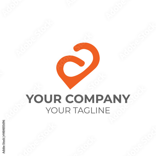 Abstract orange symbol with company tagline