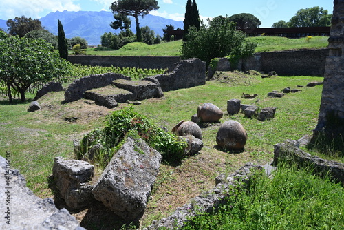 Fototapeta Naklejka Na Ścianę i Meble -  Historic streets of Ancient  roman city of Pompeii Italy on the shadow of Mt Vesuvius.Roman world, UNESCO World Heritage Site, Pompeii Archaeological Park. Italy