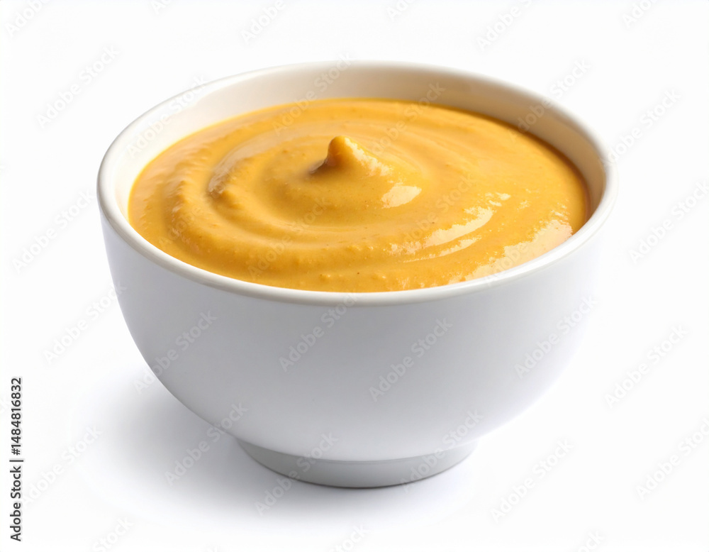 A bowl of curry sauce isolated on a white background A bowl of curry sauce isolated on a white background