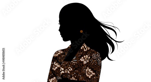 siluet beautiful woman with kemban javanese patter from batik 