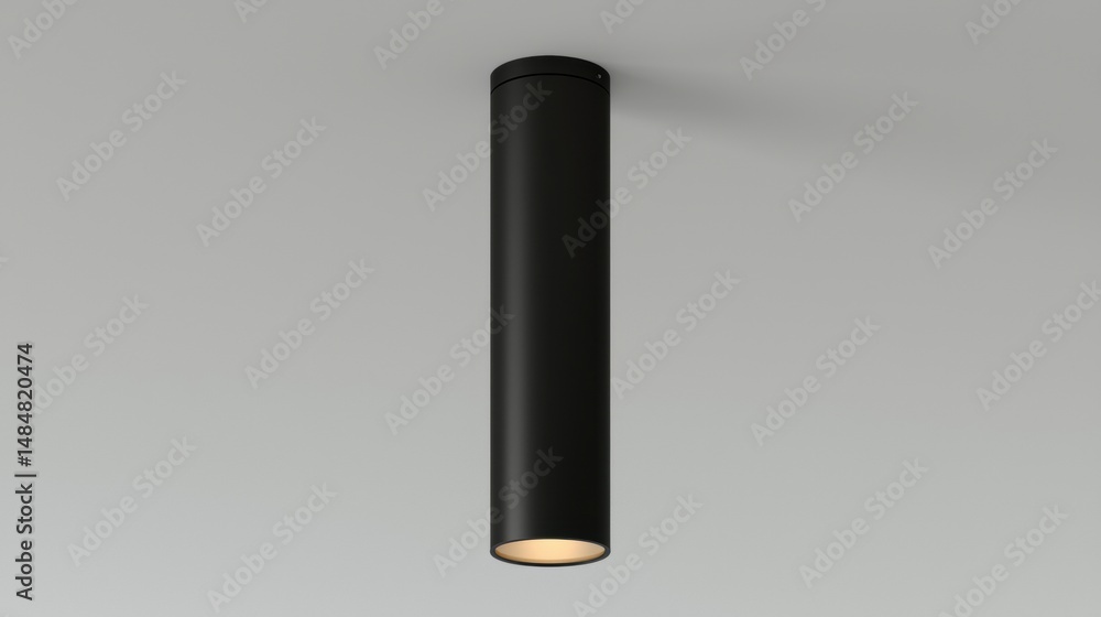 Fototapeta premium A black cylindrical light fixture with a single light bulb.