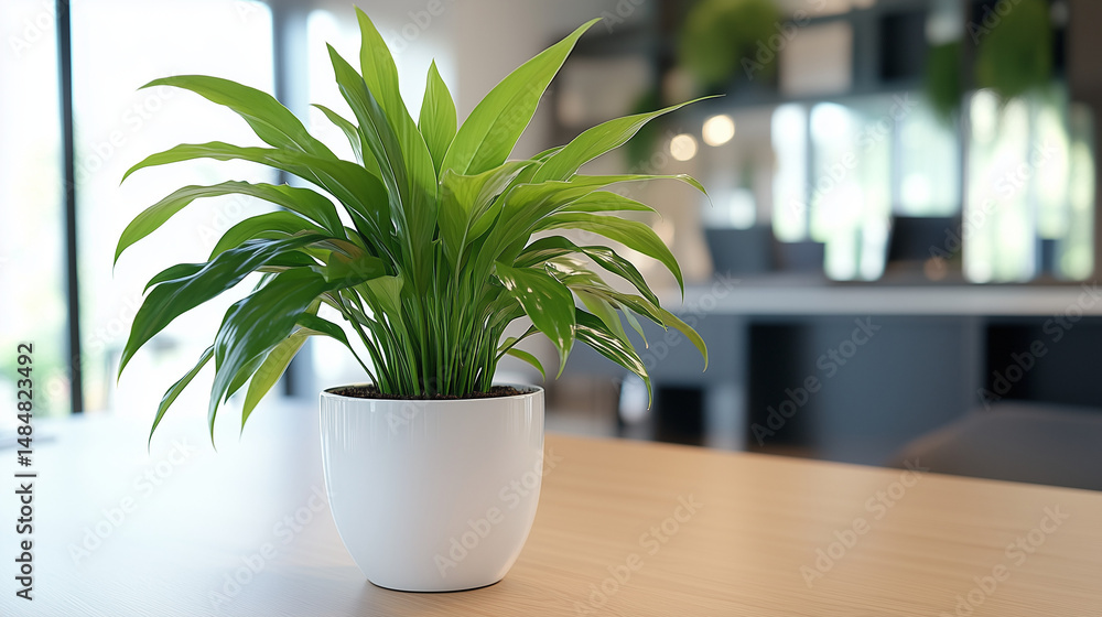A potted plant on a modern desk, symbolizing simplicity and focus in a clean workspace. A potted plant on a modern desk, symbolizing simplicity and focus in a clean workspace.