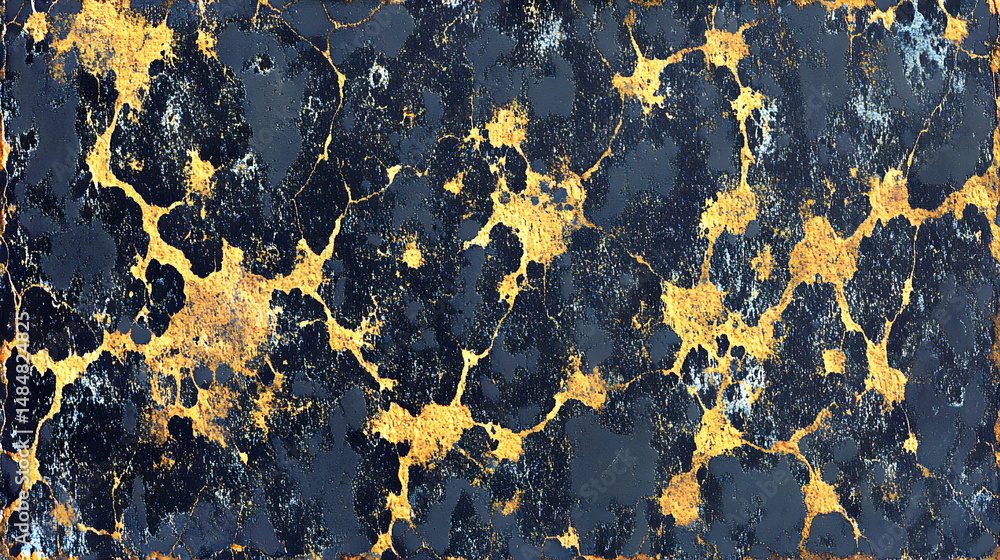 Obraz premium Abstract gold and dark blue textured background. Perfect for design projects needing a luxurious, mottled, or cracked effect.