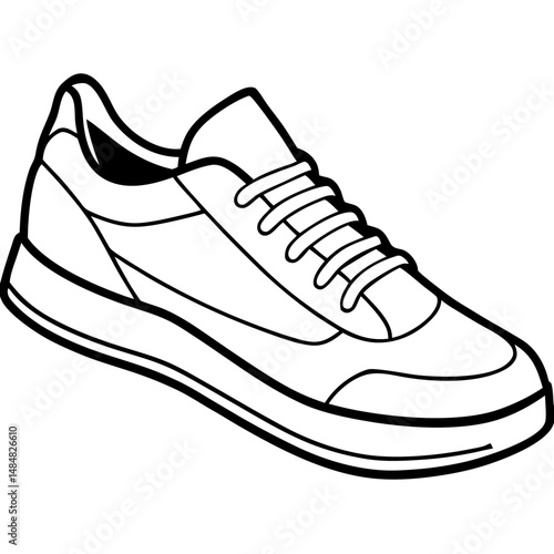 Black Tennis Shoes Silhouette Vector on White