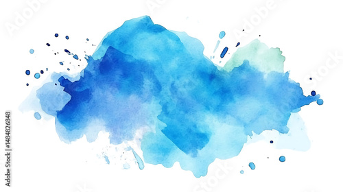 Wallpaper Mural Abstract watercolor stain background with blue shades and artistic splash isolated on white canvas for creative designs Torontodigital.ca