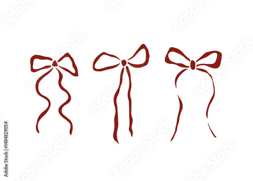 Hand drawn ribbon bows cliparts