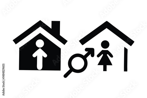 Gender-neutral restroom signage, promoting inclusivity.