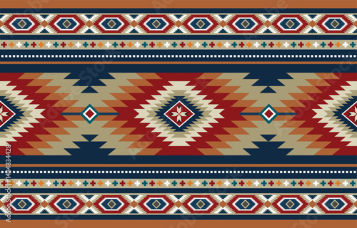 Ethnic tribal Aztec colorful background. Seamless tribal pattern, folk embroidery, tradition geometric Aztec ornament. Traditional design for fabric, textile, print, rug, paper