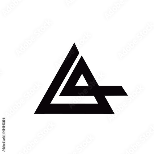 Abstract logo design with overlapping triangles and a horizontal line