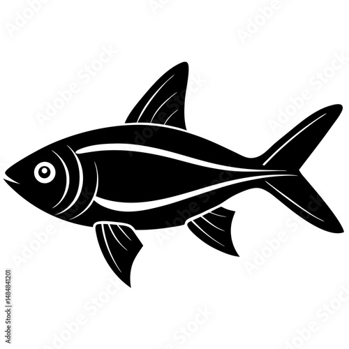 neon tetra vector silhouette on white background