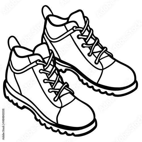 Simple Black Hiking Shoes Silhouette Vector on White