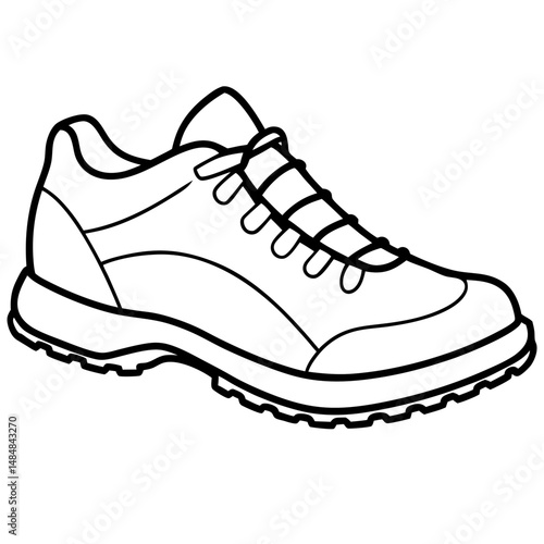 Simple Black Hiking Shoes Silhouette Vector on White