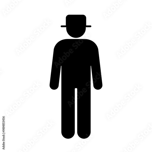 帽子を被った男性が立っているアイコン、透明背景