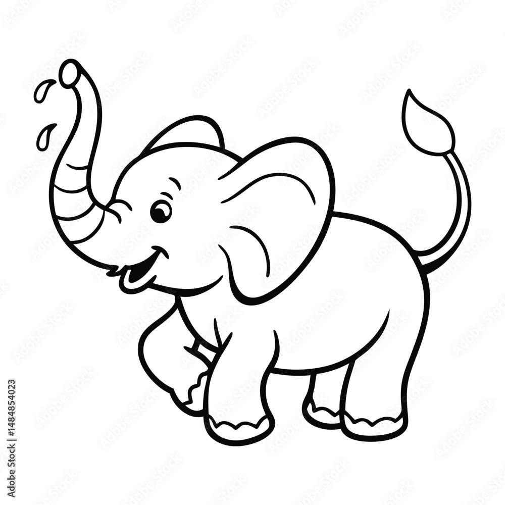 Obraz premium baby elephant outline design for coloring book page