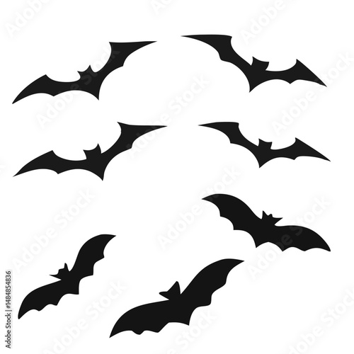 set of bat silhouette vector design