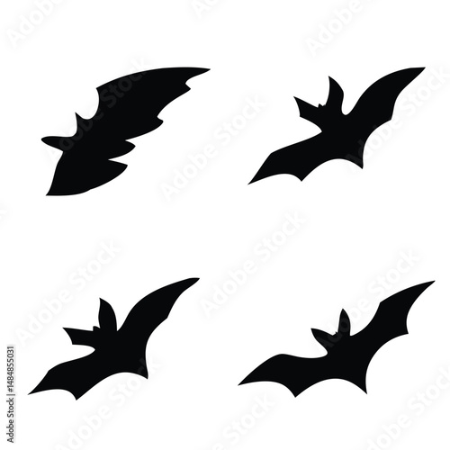 set of bat silhouette vector design