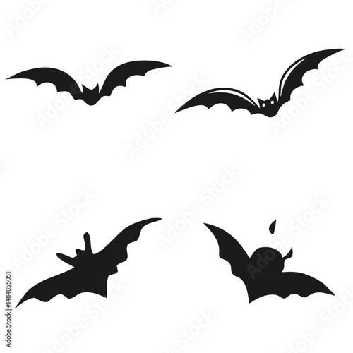 set of bat silhouette vector design