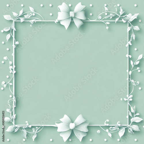 Elegant decorative frame with bows and floral elements.
