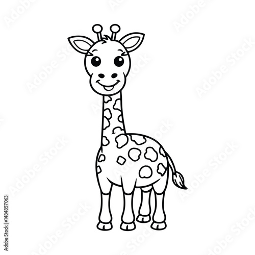 giraffe line art for coloring book page