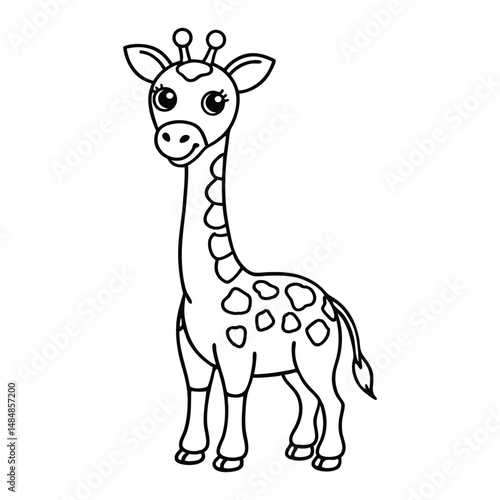 giraffe line art for coloring book page