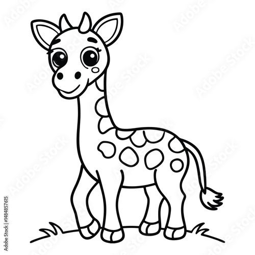 giraffe line art for coloring book page