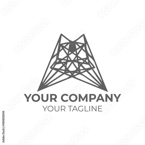 Abstract logo design with interconnected lines forming a pointed shape.  Modern and minimalist style