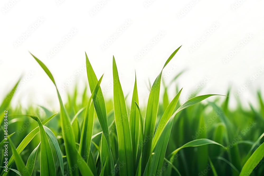 Fototapeta premium Minimalist nature photo featuring fresh green grass blades