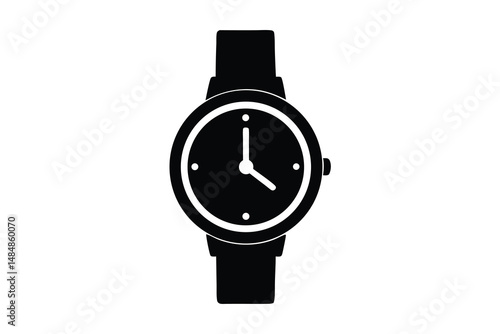 Simple black and white wristwatch icon.