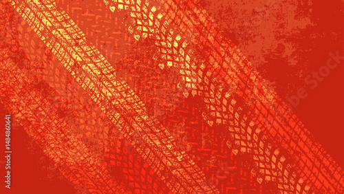 オレンジ系グランジタイヤ跡の背景ベクター
