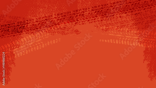 オレンジ系グランジタイヤ跡の背景ベクター
