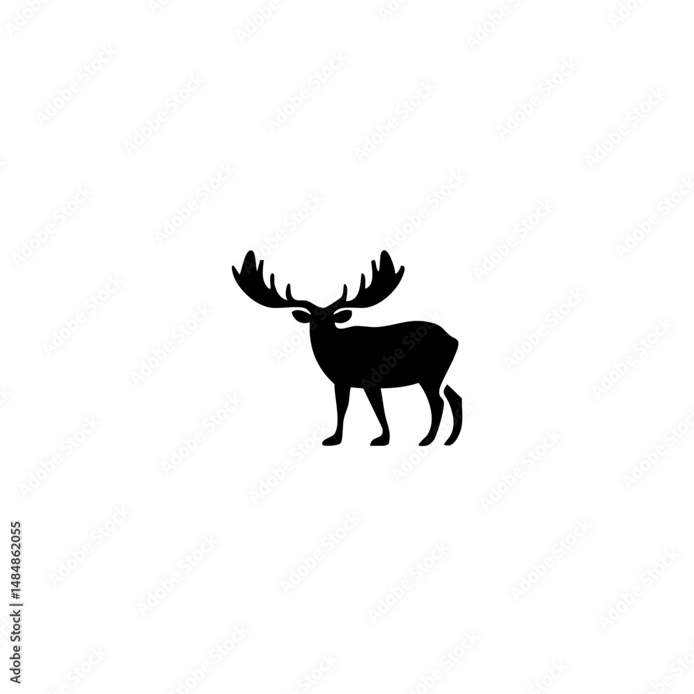 Moose in various poses. Male, female and cub. Wild animals of Eurasia and North America. Realistic Vector Animals Moose in various poses. Male, female and cub. Wild animals of Eurasia and North America. Realistic Vector Animals