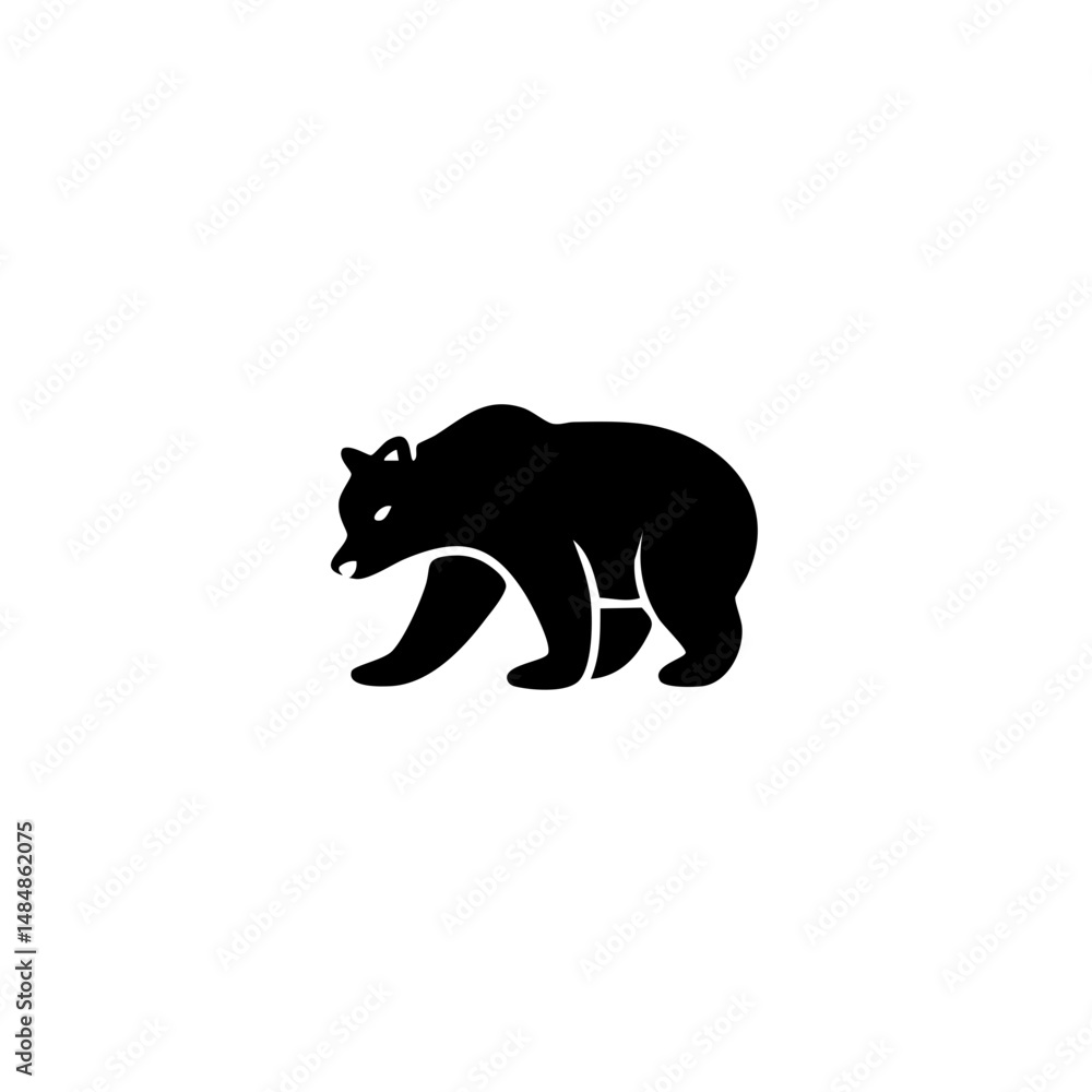Fototapeta premium Big bear or Grizzly. Hand drawn vector illustration. Vintage image of a wild animal.