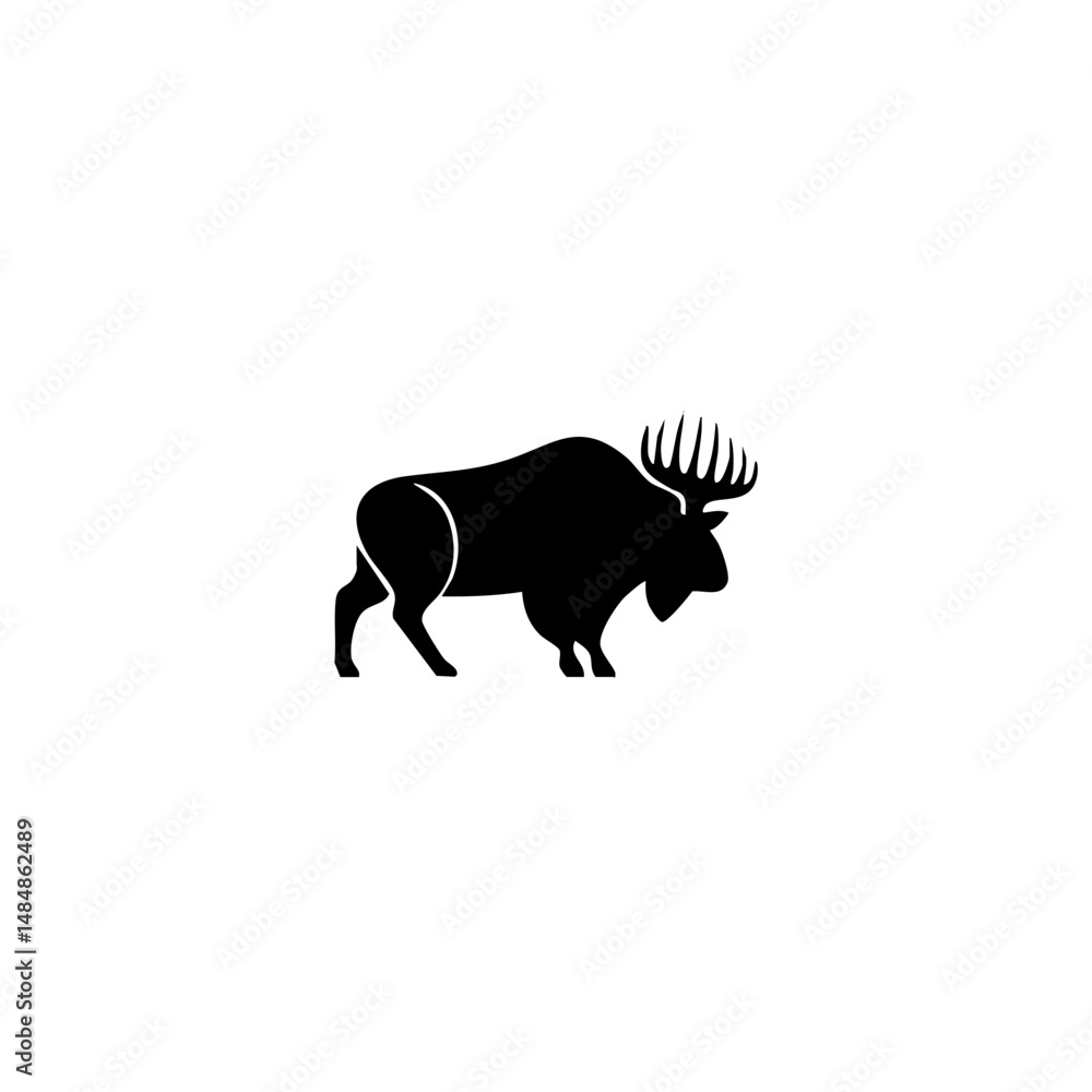 Obraz premium Elk moose bull mammal black silhouette animal. Vector Illustrator.