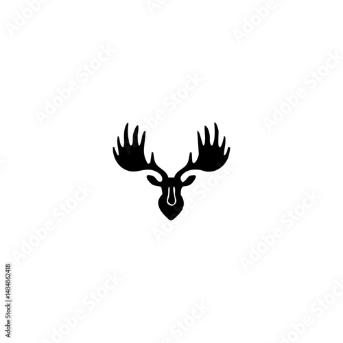 Moose in various poses. Male, female and cub. Wild animals of Eurasia and North America. Realistic Vector Animals