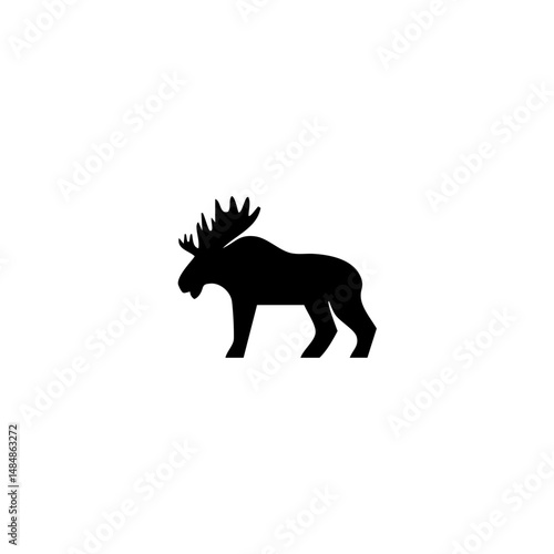 Elk moose bull mammal black silhouette animal. Vector Illustrator.