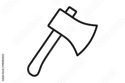 Simple Black Outline Icon of an Axe