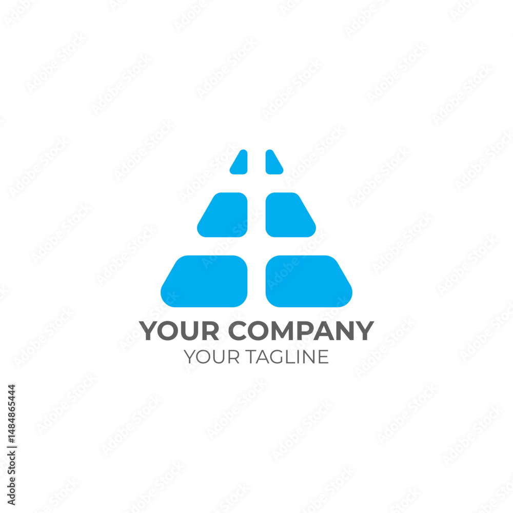 Modern, stylized logo with a blue, geometric, triangular shape with interconnected squares. Simple, professional design with company name and tagline below Modern, stylized logo with a blue, geometric, triangular shape with interconnected squares. Simple, professional design with company name and tagline below
