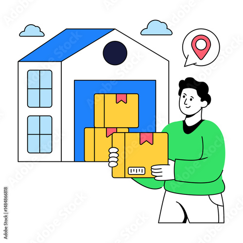 Flat design illustration of warehouse