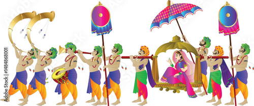 Indian Wedding Ceremony. wedding procession. 