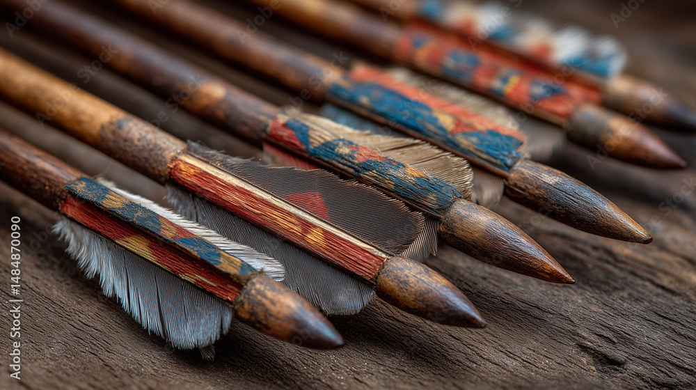 Fototapeta premium Traditional Archery Arrows from Naadam Festival – Eriin Gurvan Naadam Heritage Tools