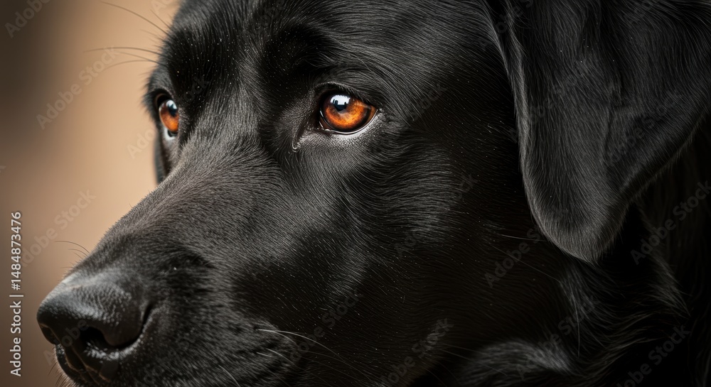 Closeup black labrador portrait Closeup black labrador portrait