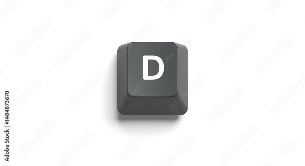 Isolated 'D' Key from a Computer Keyboard on White Background Isolated 'D' Key from a Computer Keyboard on White Background