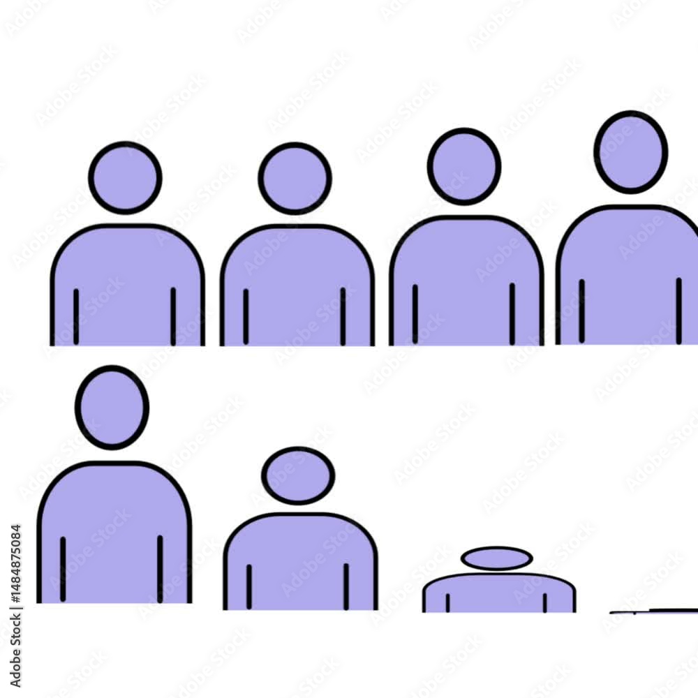 Overpopulation animation. There is no population growth animation. Silhouettes of people appeared. Moving focus, Scale. Illustrations are presented on a dark background. Alpha video transition. Motion